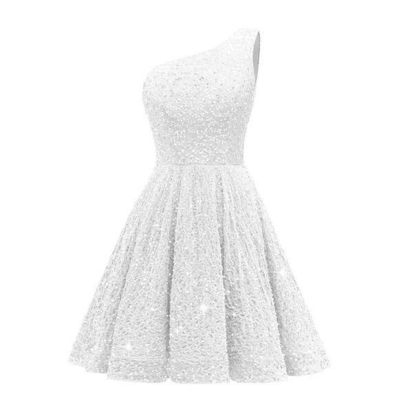 Homecoming White Cocktail Crushed Velvet Sequin Dress Sz 6 - Picture 8 of 10